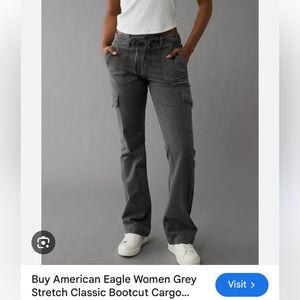 American Eagle Outfitters Women's Gray Classic Bootcut Cargo Pants 2 Regular
